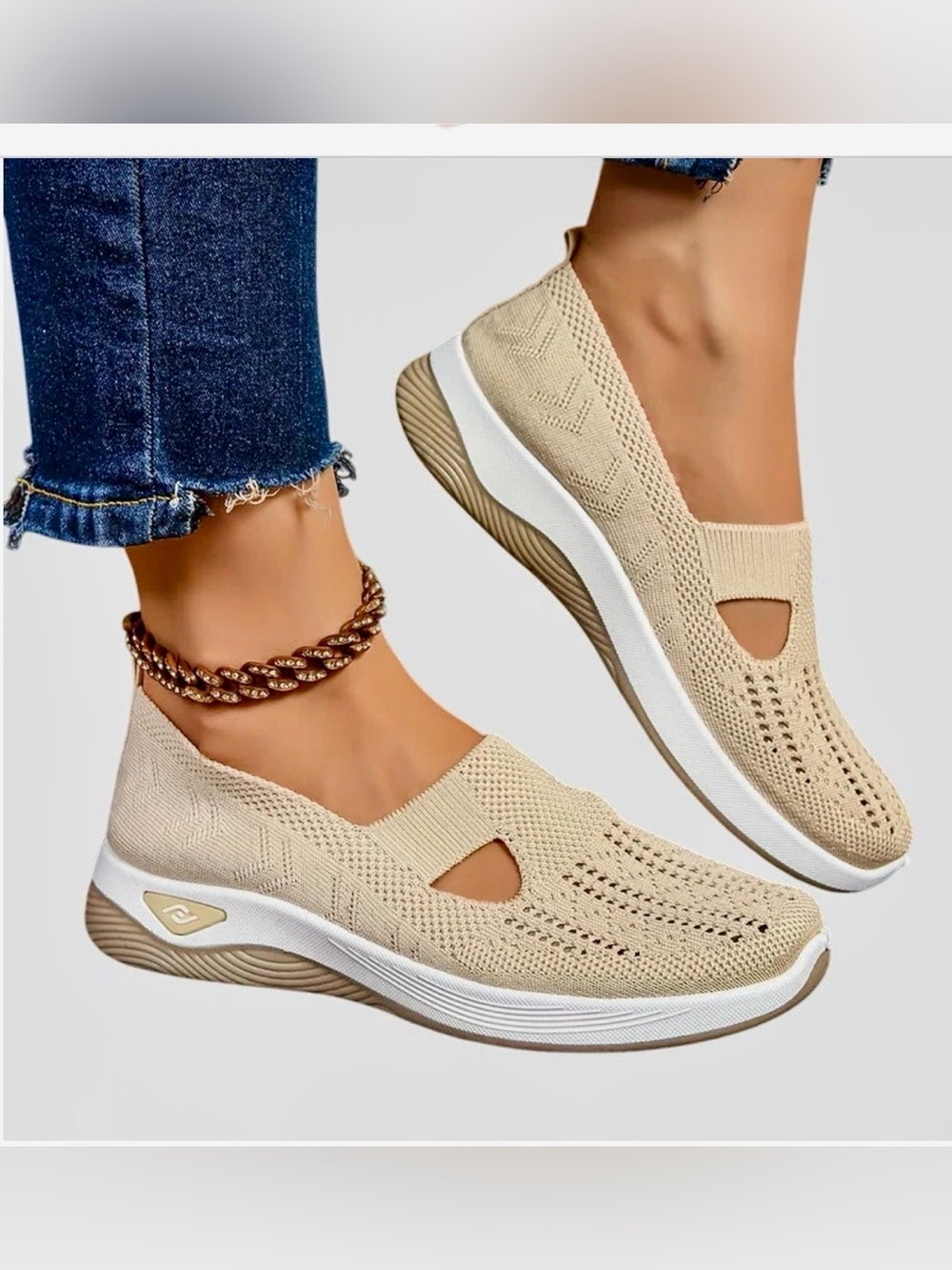 Orthopedic Knit Slip-On Mary Jane Style Sneakers